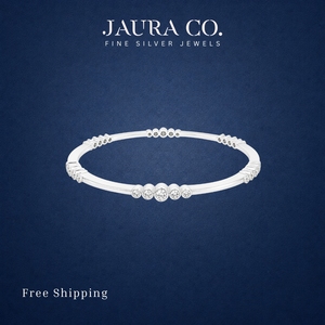 Brazalete de Plata 925 con Baño de Rodio y Circonitas, Diseño Geométrico Minimalista para Uso Diario, Corte Brillante Redondo con Engaste de Bisel - Product Image 3