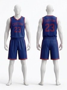 Ensemble Maillot et Short de Basketball Personnalisé Bleu et Bordeaux – Tenue de Sport Professionnelle Respirante pour Équipe – Kit de Match Personnalisé - Product Image 1