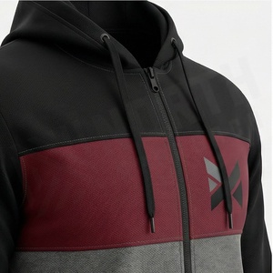 Men's Color Blocking Hooded <b>Zip</b>-<b>Up</b> Tracksuit Full Sleeve Casual Sportswear with Front Logo and Side Pockets Autumn Wear - Product Image 4