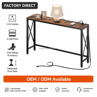 Table console étroite pour entrée, couloir ou coin, avec 2 prises AC, 2 ports USB, pieds réglables en forme de X, OEM ODM