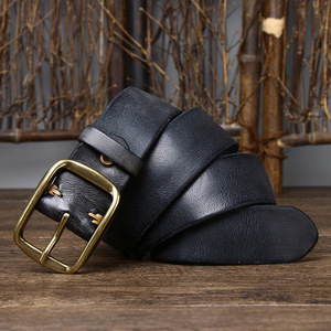 Custom <b>Men's</b> Vintage Distressed Genuine Leather Pin Buckle <b>Belt</b> Jeans Western OEM - Product Image 4