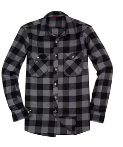 Men's Classic <b>Mandarin</b> <b>Collar</b> Solid Digital Print Flannel <b>Shirt</b> Long Sleeve Casual Summer 100% Cotton Knitted Breathable - Product Image 6