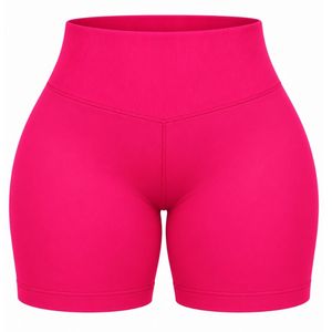 กางเกงขาสั้นออกกำลังกายสีชมพูสำหรับผู้หญิง เอวสูง ยืดหยุ่นได้ เหมาะสำหรับฟิตเนส วิ่ง โยคะ ออกกำลังกาย กีฬา ชุดกีฬา ชุดออกกำลังกาย - Product Image 1