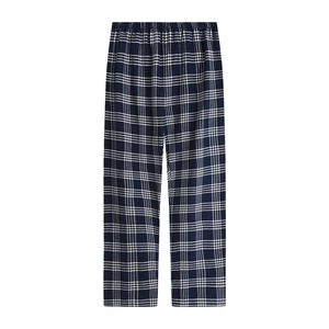Classic Custom Logo Print Men's <b>Thermal</b> 100% Cotton Flannel Pajama <b>Pants</b> Purple Blue Plaid Sleep Bottoms - Product Image 2