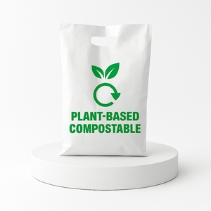 Plant-Based Cornstarch PLA PBAT <b>Biodegradable</b> Shopping Bags | Compostable Eco-Friendly Disposable Carry Bags for Grocery Retail - Product Image 4