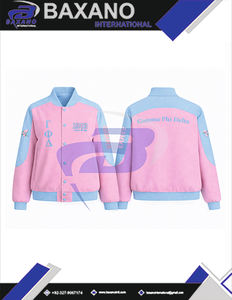 Chaqueta de sarga de algodón estilo carreras Gamma Phi Delta GPD Sorority, ropa griega, chaqueta de carreras con cuello alto y bloques de color para hermandades - Product Image 4