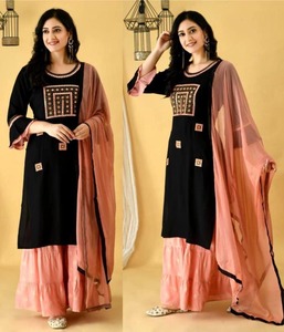 Wholesale Ready Made Two Piece Eco-Friendly Pakistani Salwar Kameez for Ladies Cotton Chiffon Hand-painted Modest Dress 71931 - Product Image 1