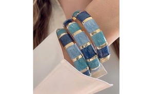 Ensemble de bracelets en résine géométriques, couleurs personnalisées, autres placages, bijoux tendance vintage pour femmes, bracelet pour occasions de fête APEX - Product Image 2