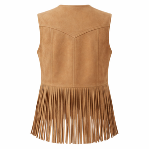 Chaleco de Gamuza Tejida Transpirable con Flecos y Lentejuelas para Mujer, Venta al Por Mayor, Personalizado, Invierno - Proveedor Directo de Fabricante OEM - Product Image 2