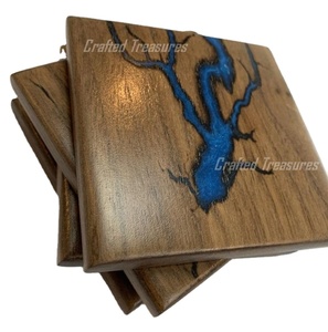Best Selling Handmade Luxurious Epoxy Resin Wood Beermat <b>Tabletop</b> Dining Decorative Placemats Modern Style Elegant Coasters - Product Image 6