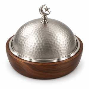 Olla árabe de diseño martillado, estilo único, acabado plateado, para servir comida caliente, ideal para uso doméstico, hotelero y de catering. - Product Image 4