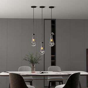 Lampadario Moderno a Goccia Nera, Lampada a Sospensione per Isola Cucina e Sala da Pranzo, Lampadario a Goccia - Product Image 3