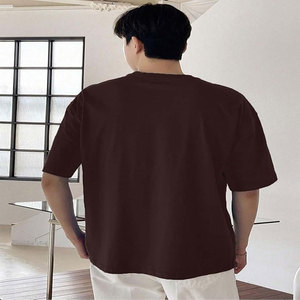เสื้อยืดลำลองผู้ชาย Moglies สีดำล้วน แขนสั้น ทรงปกติ ผ้าฝ้ายเจอร์ซีย์ 100% คอกลม ถักทอเรียบ ย้อมสีเรียบ แห้งเร็ว - Product Image 3