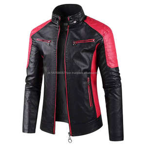 Chaquetas de cuero sintético para hombre, estilo motero, ajustadas, informales, a prueba de viento, con cuello alto, para invierno. - Product Image 5