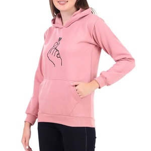 Sudadera con Capucha Rosa para Mujer con Estampado de Corazón en la Manga, Bolsillo Delantero, Corte Regular, Tejido de Punto, Teñido Anudado, Forro Polar Cortavientos, Ropa de Invierno - Product Image 2