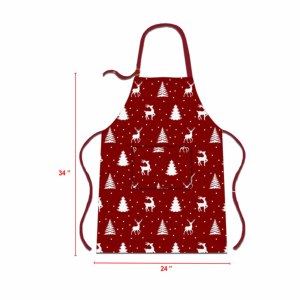 Red Color Christmas Printed Design <b>Kitchen</b> <b>Apron</b> Eco-friendly Lightweight 100% Cotton <b>Kitchen</b> Bib <b>Apron</b> for Christmas. - Product Image 6
