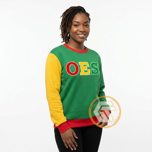 Sweat-shirt en molleton à col rond pour femme OES Sister, manches longues, en coton tricoté, avec broderie et imprimé lettres sur le devant, design automne - Product Image 4