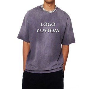 T-shirt à manches courtes pour homme, violet, surdimensionné, avec logo imprimé, vêtement décontracté, col rond, jersey tricoté, 100% coton, longueur normale - Product Image 1
