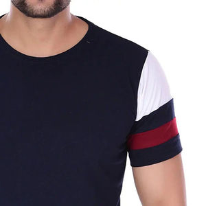 Premium <b>Men</b>’s Navy Tee Red <b>White</b> Contrast Detail <b>Short</b> <b>Sleeve</b> Crew Neck Fitted Casual Knitted Summer <b>Shirt</b> Made in Pakistan - Product Image 2