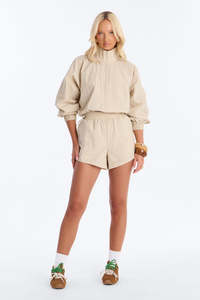 <b>Women</b>’s Lightweight Windbreaker Crinkle Hoodie and <b>Shorts</b> Set Casual Sportswear 2 Piece Matching Tracksuit with Elastic Waist - Product Image 6