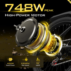 دراجة كهربائية من Aairsk متوفرة في المخزون الأمريكي مع شحن مجاني، مقاس 26 بوصة، بمساعدة الدواسة الإلكترونية، قوة 400 واط، دراجة مستوردة من الصين - Product Image 3