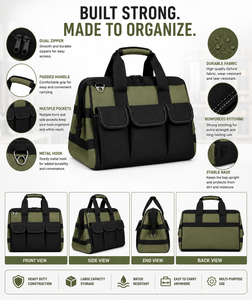 Bolsa de Herramientas Resistente |   Organizador de Herramientas Profesional para Electricistas y Mecánicos con Almacenamiento de Múltiples Bolsillos |   Gran Capacidad - Product Image 4