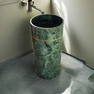 Lavabo de Pedestal de Mármol de Diseño Moderno para Encimera, con Escurridor, para Hotel y Almacén - Product Image 3