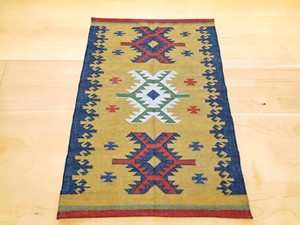 Alfombra Kilim Hecha a Mano con Patrón Geométrico, Tejido Plano de Lana y Acrílico, Rectangular, para Sala de Estar, con Base de Yute - Product Image 2