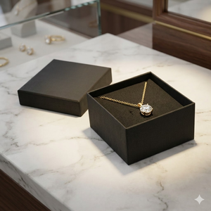 Caja de Regalo para Joyería Negra de Cartón Kraft con Laminado Mate y Recubrimiento UV |   Empaque Premium con Forro de Esponja para Collar, Anillo y Pendientes - Product Image 2