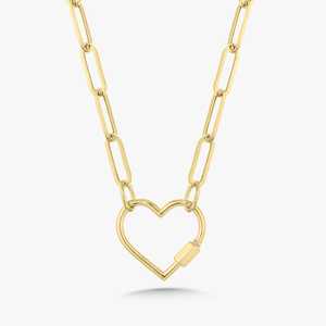 Collar de Cadena con Mosquetón de Corazón y Eslabones Tipo Clip, Oro Sólido de 14K, 18 Pulgadas de Largo, Colgante Minimalista Moderno para Usar en Capas, Joyería Fina al por Mayor - Product Image 5