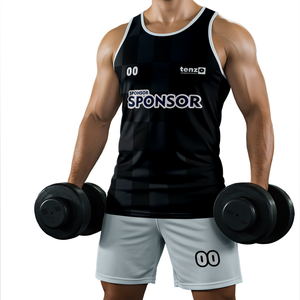 Conjunto de Ropa Deportiva de Verano para Hombre, Camiseta sin Mangas y Pantalones Cortos de Gimnasio Personalizados, de Terciopelo, Secado Rápido, Absorbe la Humedad, OEM ODM, Ropa Deportiva Activa para Entrenamiento - Product Image 5