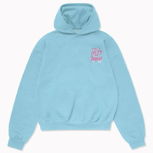 Light Blue <b>Women</b> Hoodie Full Speed Passion Print <b>Back</b> Design Casual Autumn Wear 100% Cotton Knitted Sweatshirt - Product Image 3