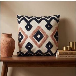 Coussin décoratif carré à motif géométrique tufté, style bohème, brodé, en textile, avec housse lavable – Grande Vente - Product Image 6