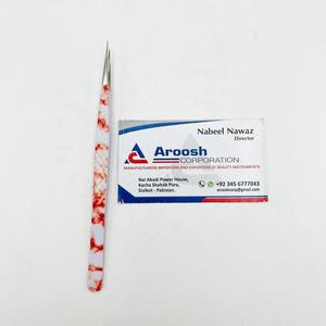 Pince à épiler professionnelle en fibre diamantée pour extensions de cils, double ton, isolée, revêtement papier, en acier inoxydable massif, vente en gros - Product Image 2