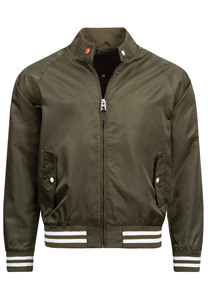 Chaqueta Bomber Verde Oliva para Hombre, Cuello Alto, Cierre de Cremallera, Casual, Resistente al Viento, Poliéster, Corte Ajustado, para Otoño - Product Image 3