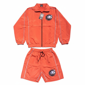 Ensemble de survêtement court pour homme en nylon avec passepoil contrastant, coupe-vent, deux pièces, streetwear, vêtements de sport, léger, résistant à l'eau - Product Image 1