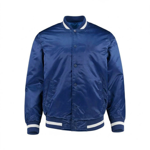 Chaqueta Varsity de Satén Personalizada de Alta Calidad con Logotipo, Chaqueta Bomber para Hombre, Chaqueta de Béisbol Casual con Rayas y Ribetes, con OEM ODM - Product Image 1
