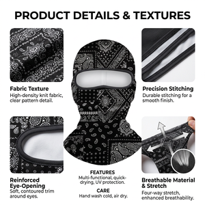 High Quality 2026 Hot sale OEM Custom Logo Paisley Print Balaclava Bandana Style Full Face Mask Breathable Stretch Manufacture - Product Image 4