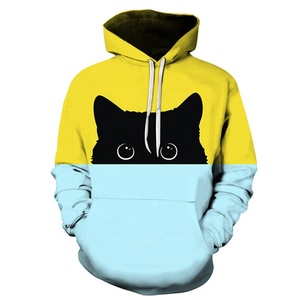 Sweat à capuche à manches longues imprimé de chat par sublimation Sweat à capuche unisexe Lady Women Casual Large Coats Hoodie - Product Image 6