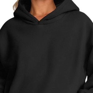 <b>Women</b> <b>Black</b> Oversized Hoodie Sweatshirt <b>Fleece</b> Pullover Kangaroo Pocket Custom Logo OEM Apparel Manufacturer - Product Image 5