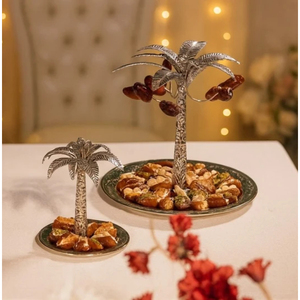 Ensemble de plateaux de service en métal Royal Palm Tree, plateau à dattes et desserts orientaux pour fêtes et mariages - Product Image 1