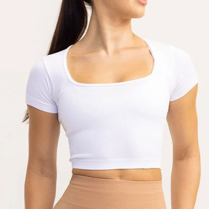 Ensembles sexy pour femmes : T-shirts courts et shorts – Marque privée, couleur unie, style vintage, logo personnalisé, deux pièces, 100 % coton, vente en gros - Product Image 5