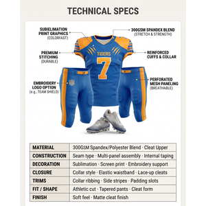 OEM Custom American Football Uniform Set Blue Orange V-Neck Jersey and <b>White</b> <b>Pants</b> Team Sportswear <b>Men</b> - Product Image 4