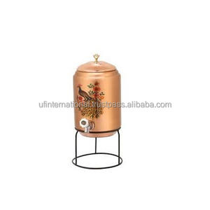 Refroidisseur d'eau en cuivre 100% avec émail imprimé pour la couleur cuivre naturel et les articles de fête utilisent du verre à boire pour support en métal - Product Image 5