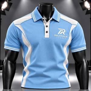 Camiseta Deportiva RICHTALK para Hombre, Azul, Manga Corta, Secado Rápido, Tejido de Punto, Corte Regular, Diseño Deportivo, Logotipo Frontal con Impresión Digital, 200g - Product Image 1