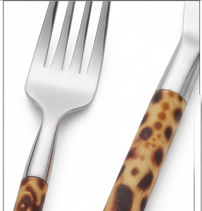Ensemble de couverts vintage avec manches en écaille de tortue, couverts en acier inoxydable, 5 pièces, vaisselle pour la mise en table de mariage - Product Image 2