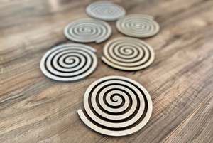 Spiral Laser Cut Solid Wood Coaster Handcrafted Heat Resistant Drink Mat Modern <b>Table</b> <b>Protector</b> Coffee Tea Cup Holder Home Decor - Product Image 2