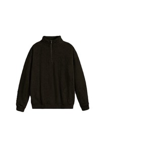 Sudadera de hombre con media cremallera, oversize, manga regular, cuello alto, informal, para invierno, de algodón tejido, color liso - Product Image 5