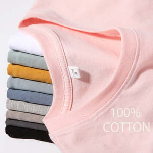 T-shirt Femme Grande Taille de Haute Qualité, Personnalisable avec Broderie et Impression de Logo, en Coton Uni Tricoté Décontracté, Motif Graphique, pour Adolescentes (150-250) - Product Image 1