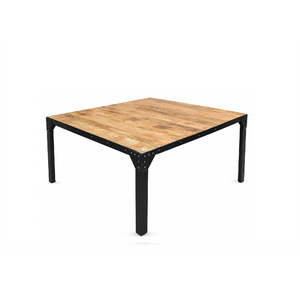 Industrial Rivet Edge <b>Dining</b> <b>Table</b> Solid Wood <b>Top</b> Metal Frame Modern Loft Restaurant <b>table</b> for hotel home villa - Product Image 1